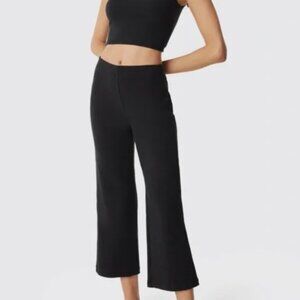 MATE Ribbed Pants tencel organic cotton crop wide leg womens Black small lounge